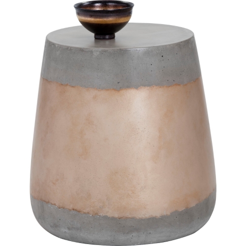 Aries Side Table in Industrial Grey Concrete & Gold